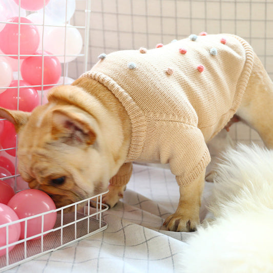 KFX-9058493 Cozy Acrylic Two-Legged Pet Sweater for Autumn and Winter in Pearl Milk Tea Color
