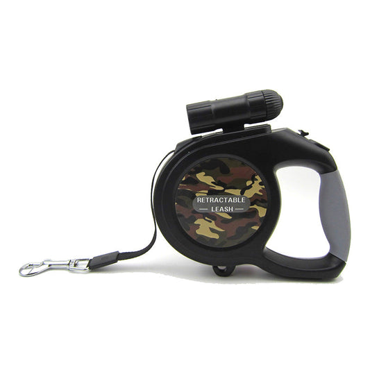 KFX-9060285 Retractable 5m/8m Dog Leash with LED Light and Camouflage Design for Large and Medium Breeds