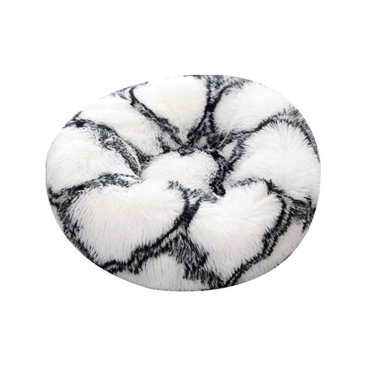 KFX-9060541 Plush Round Cat Litter Kennel - Soft Cloth Pet Nest in 40cm and 50cm Sizes