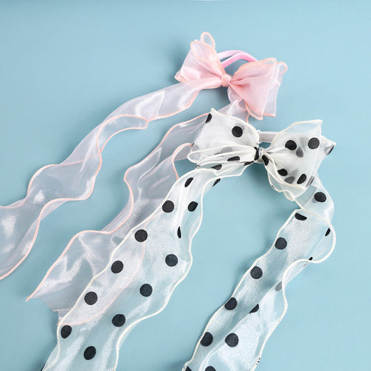 KFX-9062461 Polka Dot Bowknot Adjustable Cat Collar with Organza Detail in Princess Style