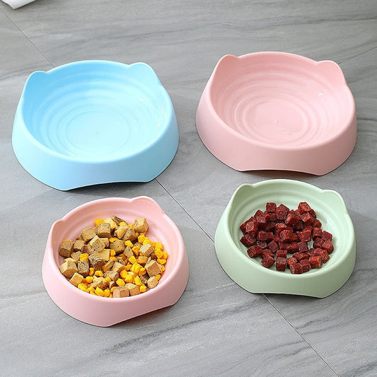 KFX-9066429 Plastic Ear Thread Pet Bowl - Available in Small (15x4.5cm) and Large (19.5x5.8cm) Sizes, Ideal for Pets in Green, Pink, and Blue