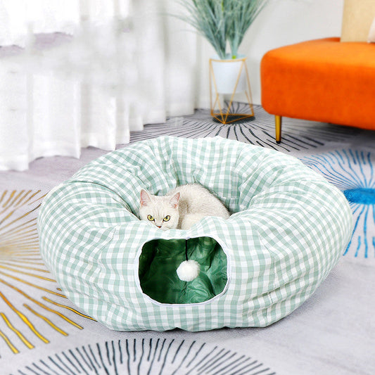 KFX-9071293 Universal Donut Cat Nest Tunnel for All Seasons - Various Colors and Styles Available