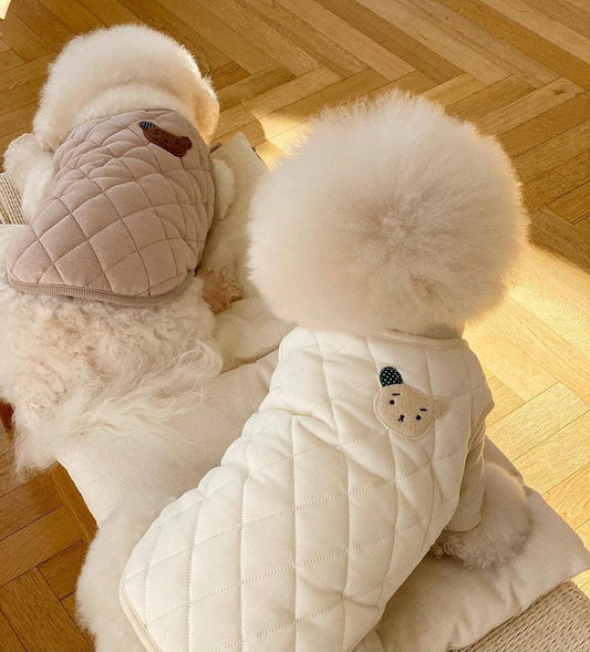 KFX-9082173 Stylish Padded Coat Vest for Dogs in Autumn and Winter, Available in Coffee and White, Multiple Sizes