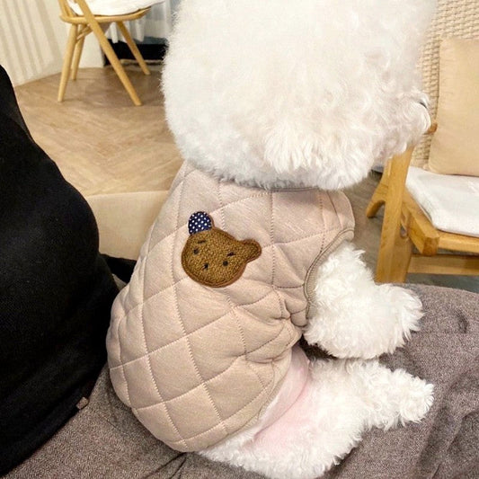 KFX-9082173 Stylish Padded Coat Vest for Dogs in Autumn and Winter, Available in Coffee and White, Multiple Sizes