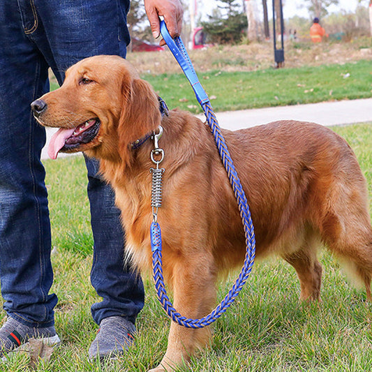 KFX-9104573 Leather Traction Rope Chain Collar with Adjustable Size and Explosion-proof Design