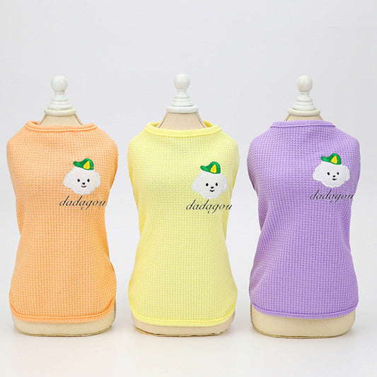 KFX-9110333 Embroidered Cotton Dog Vest in Pink, Yellow, and Purple – Sizes S to XXL