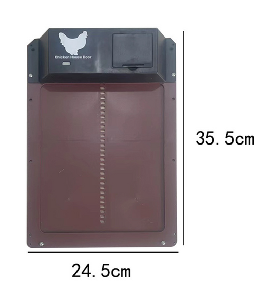 KFX-9114173 Automatic Chicken Coop Pet Door in Brown and Red Plastic