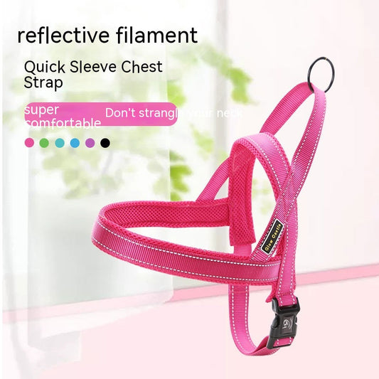 KFX-9125309 Luminous Reflective Nylon Chest Strap with Quick Sleeve for Pets in Multiple Colors