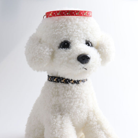 KFX-9127997 Adjustable Nylon Cat Collar with Star and Moon Design, Available in Multiple Colors