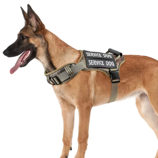 KFX-9133757 Adjustable Reflective Tactical Service Dog Harness with Handle – No-Pull Vest in Camouflage Patterns
