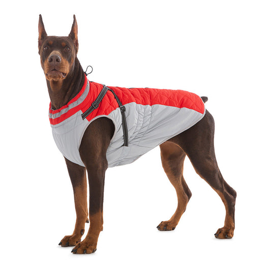 KFX-9136317 Waterproof Fleece-Lined Zip-Up Jacket for Dogs – Sizes S to 5XL in Blue, Pink, Purple, and Red