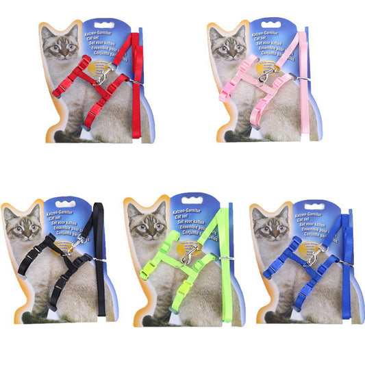 KFX-9147069 Nylon Cat Belt with Hand Holding Rope and Traction Loop – Available in Blue, Black, Red, Green, Pink, 1.0m x 120cm