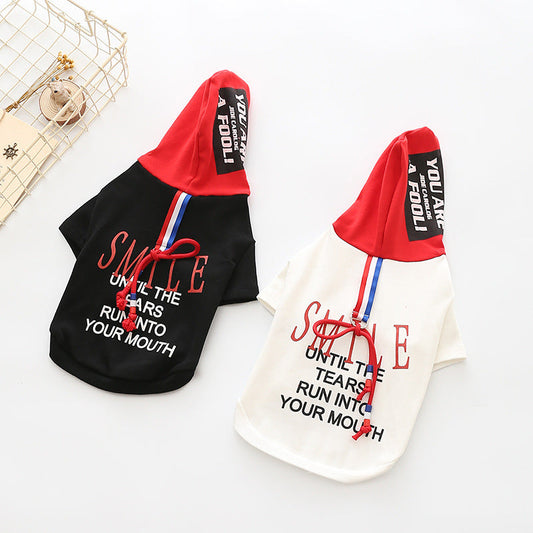 KFX-9148349 Cotton Pet Sweater for Autumn and Winter in Black and White - Casual Drawstring Style