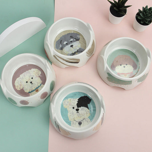 KFX-9149245 Small Dog Food Bowl in Melamine with Various Pattern Options - 500ML Capacity, 13cm Diameter