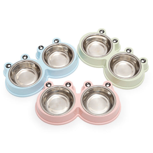 KFX-9156285 Stainless Steel Double Pet Bowl for Dogs and Cats, Ideal for Food and Water