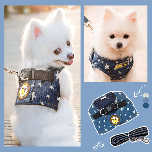 KFX-9158589 Adjustable Square Denim Dog Traction Rope for Safety and Stability