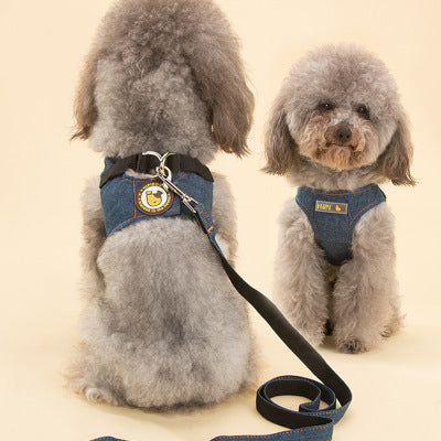 KFX-9158589 Adjustable Square Denim Dog Traction Rope for Safety and Stability