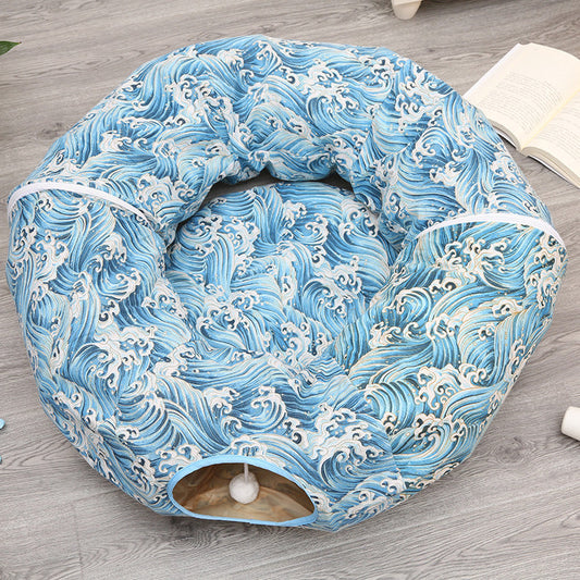 KFX-9169597 Cozy Cloth Cat Tunnel & Nest for Relaxation and Play