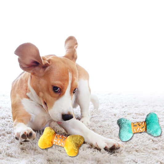 KFX-9171133 Vinyl Bone Pet Toy with Squeaker - Yellow, Green, Purple - 17*11*0.6cm