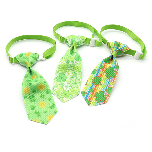KFX-9172541 St. Patrick's Day Four-leaf Clover Adjustable Pet Tie for Festive Occasions