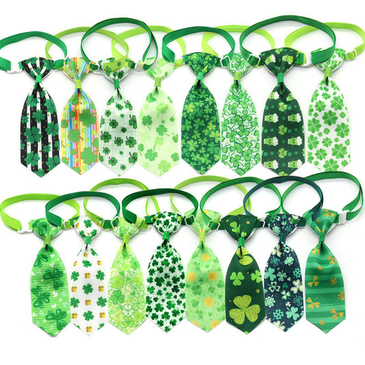 KFX-9172541 St. Patrick's Day Four-leaf Clover Adjustable Pet Tie for Festive Occasions