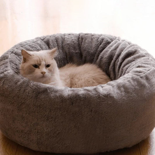 KFX-9174333 Plush Donut-Shaped Dog Bed in Warm PP Cotton and Arctic Fleece, Cozy Mat for Cats and Dogs