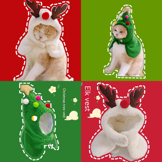 KFX-9179325 New Year's Antler Vest for Cats - Christmas Tree Ornaments in Multiple Sizes