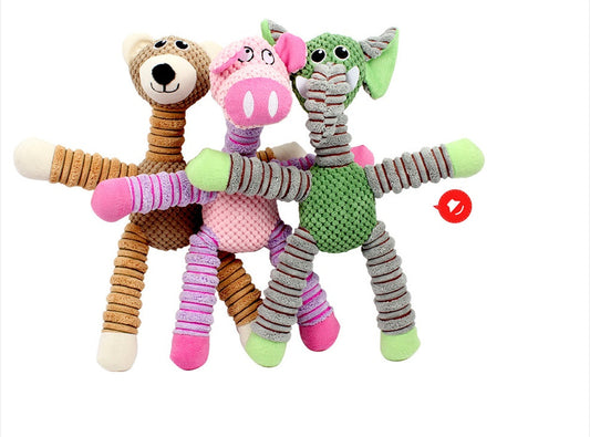 KFX-9191229 Squeaky Plush Dog Toy for Small to Large Dogs - Funny Chew Elephant, Pig, Bear