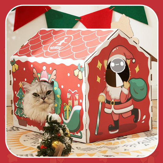 KFX-9191613 Limited Edition Christmas Corrugated Paper Cat Scratcher Nest