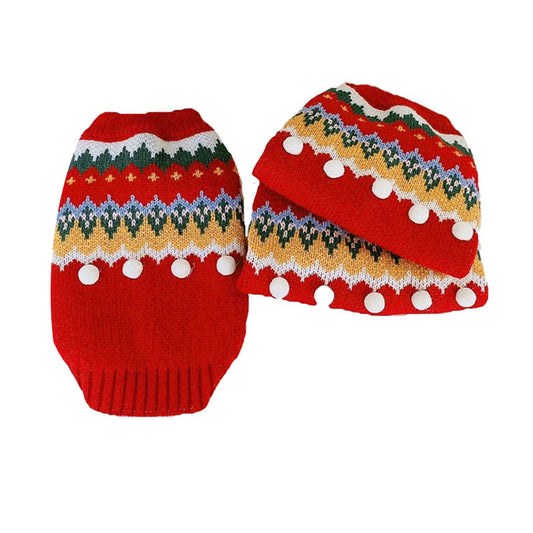 KFX-9195325 Festive Red Cat and Dog Christmas Sweater for Winter Wear