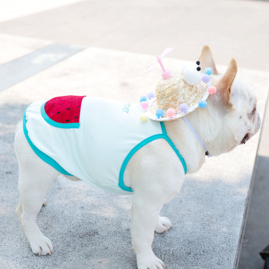 KFX-9209405 Light Blue Cartoon Cotton Vest for Pets – Breathable Clothing for Cats and Dogs