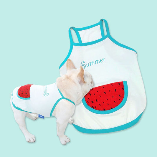 KFX-9209405 Light Blue Cartoon Cotton Vest for Pets – Breathable Clothing for Cats and Dogs