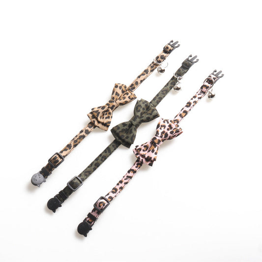 KFX-9216573 Leopard Print Cat Collar with Bell in Multiple Colors - Stylish and Comfortable Design