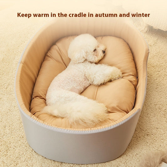 KFX-9234109 Universal Washable Windproof Nest for Pets - Four Seasons Design in Grayish Yellow, Brown, and Green