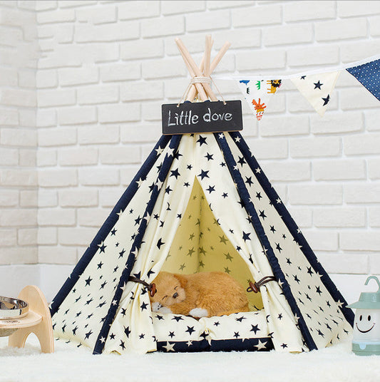 KFX-9234877 Portable Washable Pet Tent - Dog Bed & Cat House with Unique Native American Design