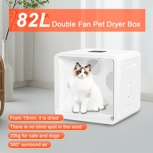 KFX-926611 Pet Dryer Box with 360° Temperature Control for Small Dogs and Cats, ABS Material, Indoor/Outdoor Use