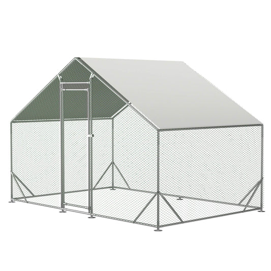 KFX-9266493 Large Walk-In Chicken Coop with Galvanized Wire and Waterproof Cover for Poultry and Small Animals