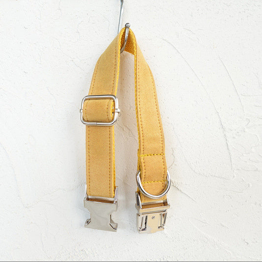 KFX-9285949 Customizable Yellow Velvet Adjustable Polyester Dog Collar