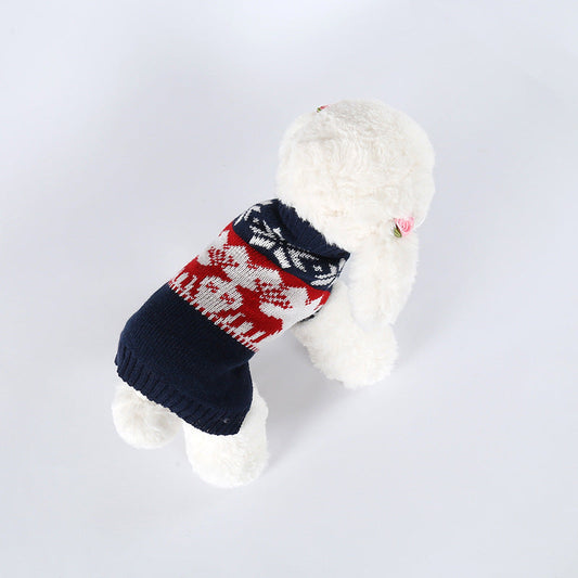 KFX-9287869 Personalized Christmas Dog Sweater in Navy Blue - Knitted Acrylic, Sizes XS to L