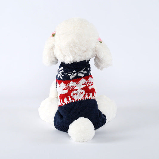 KFX-9287869 Personalized Christmas Dog Sweater in Navy Blue - Knitted Acrylic, Sizes XS to L