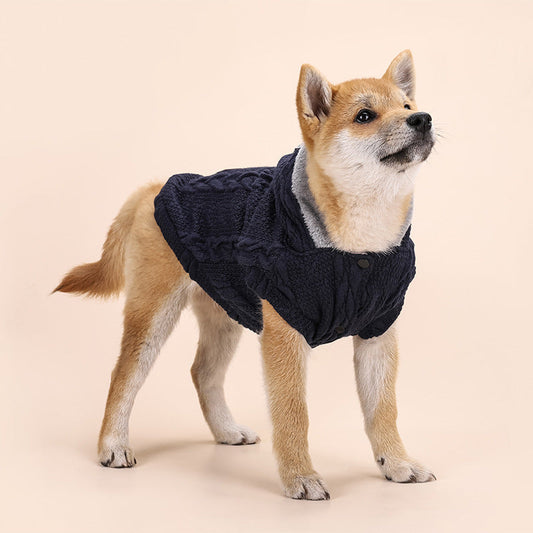 KFX-9293629 Warm Cotton Sweater for Small and Medium Dogs in Navy Blue and Wine Red