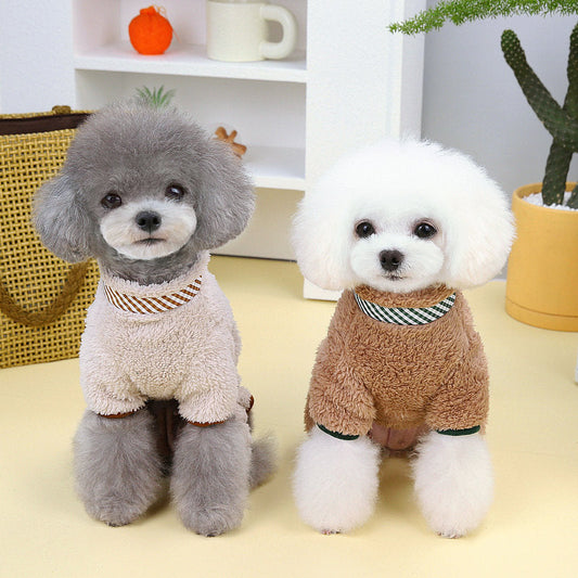 KFX-9305533 Double-Sided Velveteen Dog Clothing in Apricot and Khaki - Sizes XS to XL