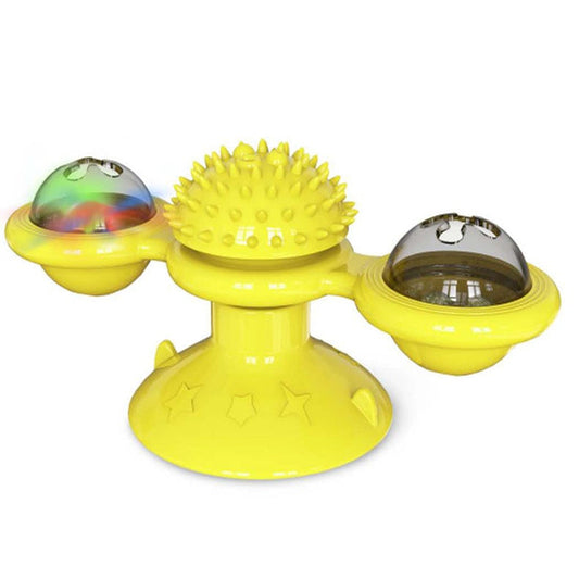 KFX-9307325 Rotating Windmill Cat Teaser Toy with Lights - Colorful Interactive Pet Plaything