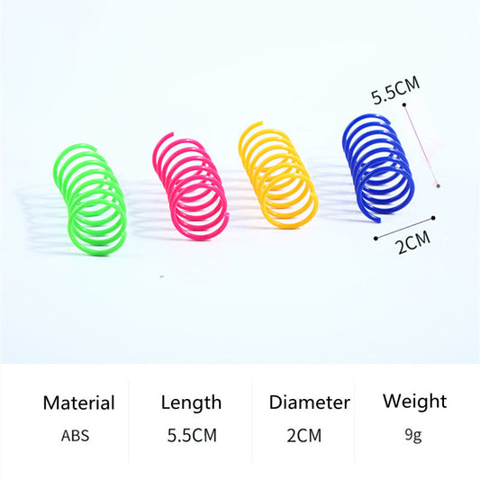 KFX-9308605 Colorful Coil Spring Cat Toy Set – Durable Plastic Springs for Active Kittens & Pets (4 or 8pcs)