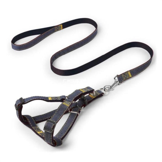 KFX-9310909 Denim Stitched Pet Leash for Cats and Small Dogs - Multiple Sizes Available