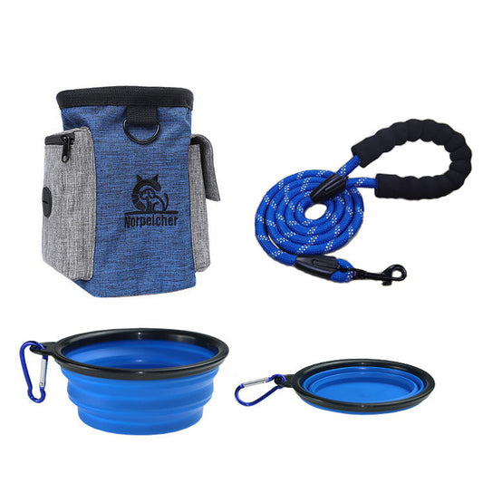 KFX-9319101 Pet Training Set with Hand Holding Rope, Dog Bowl, and Versatile Training Bag in Various Colors