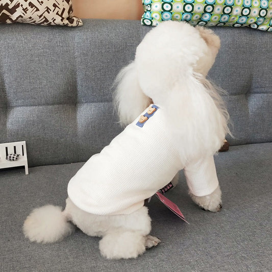 KFX-9320637 Casual Cotton Two-Legged Dog Sweater in Lotus Root Pink, Beige, and Dark Blue