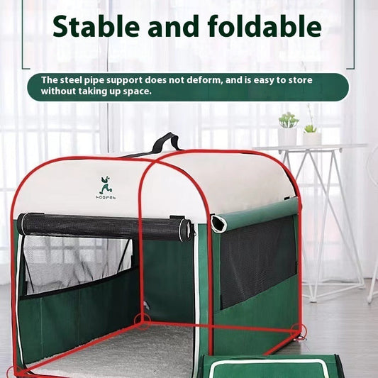 KFX-9333181 Outdoor Detachable Canvas Dog House Tent - All Weather & Anti-Mosquito Design