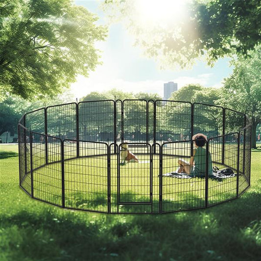 KFX-9335741 Durable Heavy-Duty Metal Pet Fence with Rust-Resistant Coating - Easy Installation and Versatile Shapes