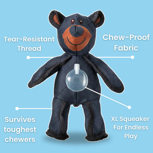KFX-9341501 Durable Bite-Resistant Plush Bear Toy for Dogs - Dark Blue Oxford Cloth
